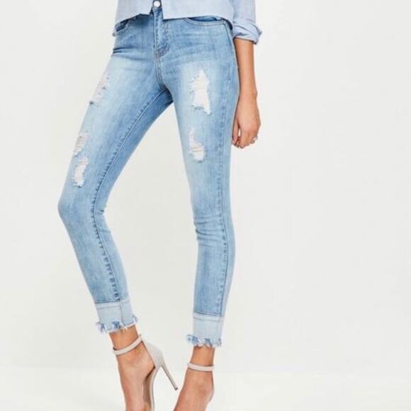 Missguided Mid Rise Authentic Skinny Ripped Jeans Size 4 - Picture 2 of 9
